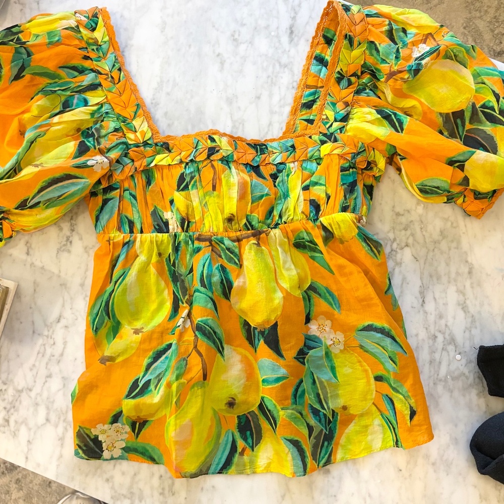 Bright cute Farm rio top! NEVER WORN